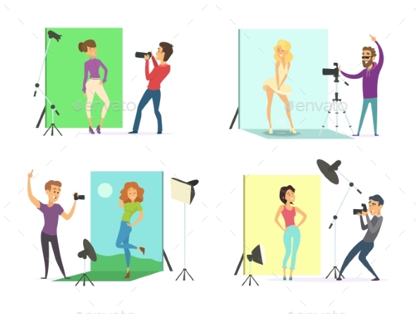 Models Male and Female Posing for Photos - People Characters