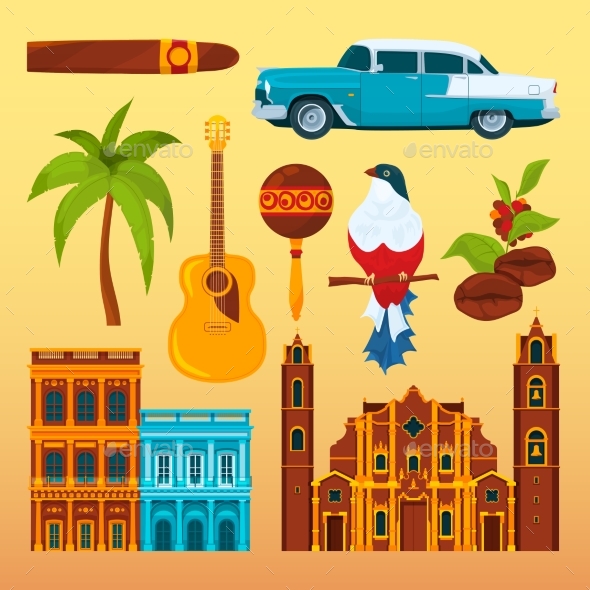 Havana Cigar and Others Differents Cultural - Objects Vectors