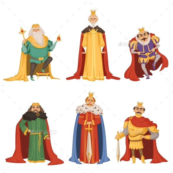 Cartoon Characters of Kings in Different Poses - People Characters