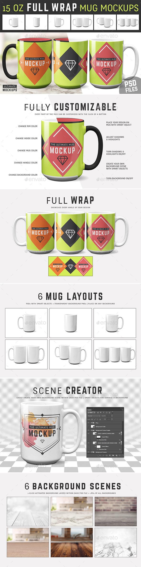 Download 15 oz Full Wrap Mug Mockup Templates by UltimateMockups | GraphicRiver