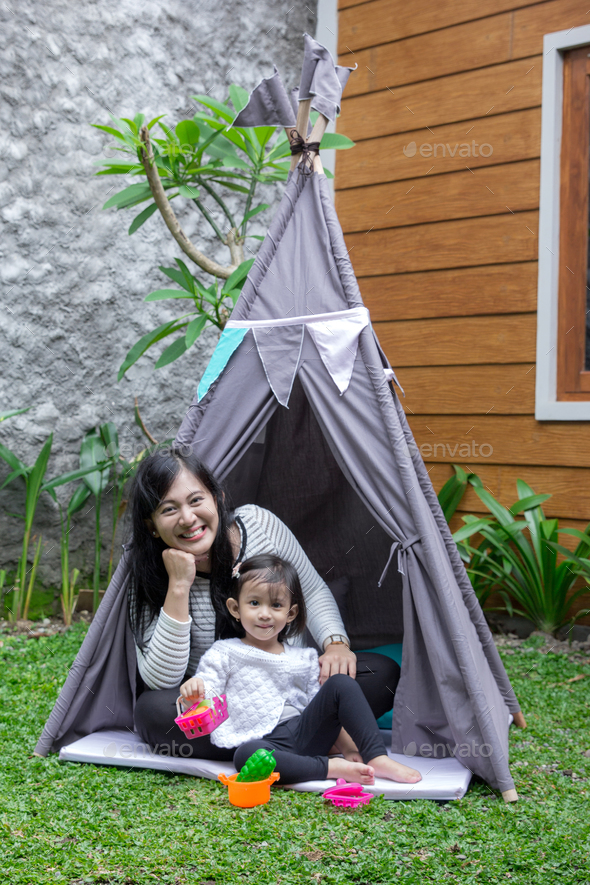 play toys with mother in tent Stock Photo by odua | PhotoDune