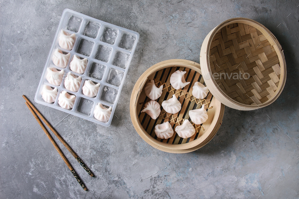 Frozen Asian steam dumplings - Stock Photo - Images