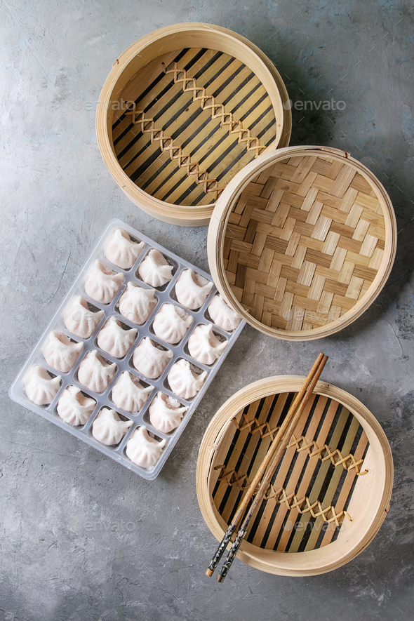 Frozen Asian steam dumplings - Stock Photo - Images