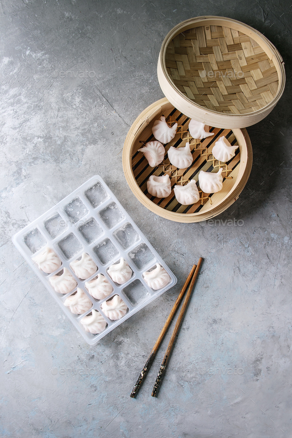 Frozen Asian steam dumplings - Stock Photo - Images