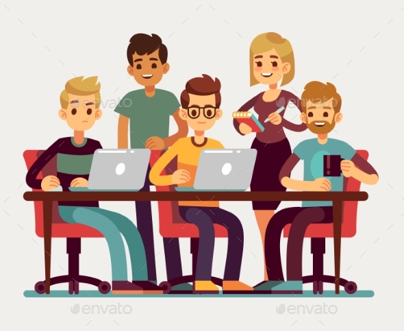 Business Colleagues Meeting at Conference - People Characters