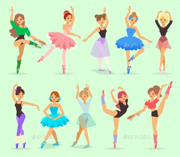 Vector Ballerina Girl Professional Ballet Dancer - People Characters
