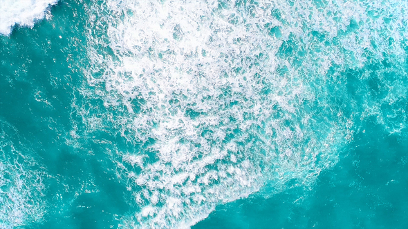 Cential Shot Of Waves On Ocean From A Drone