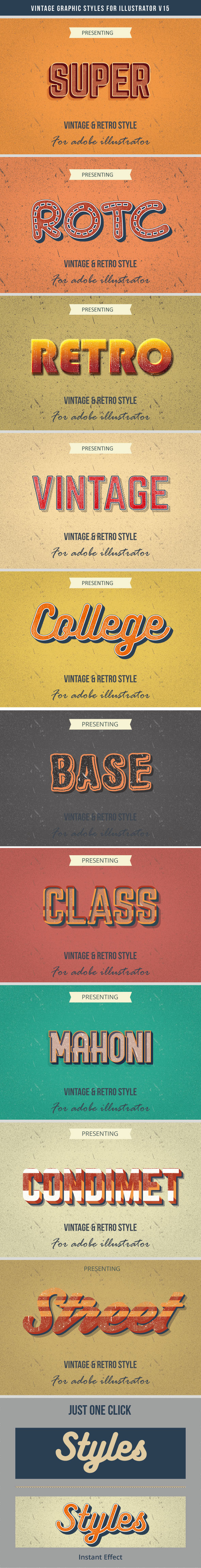 Vintage & Retro Graphic Styles for Illustrator - Styles Illustrator