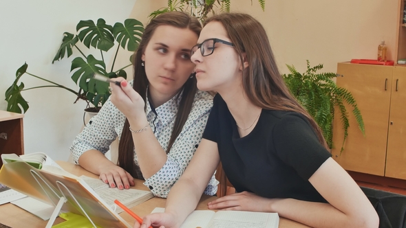 Students Study in the Classroom at the School Desk alt