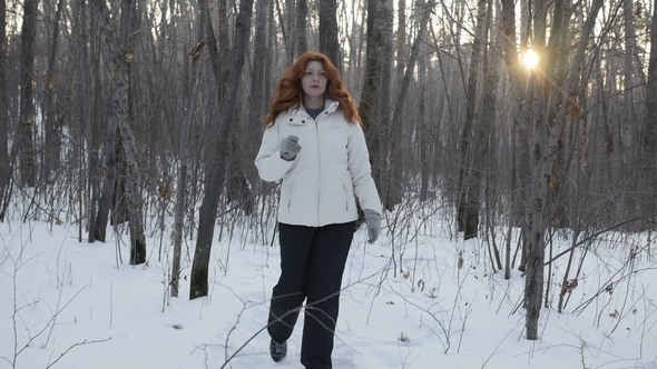 Woman in Winter Woods alt