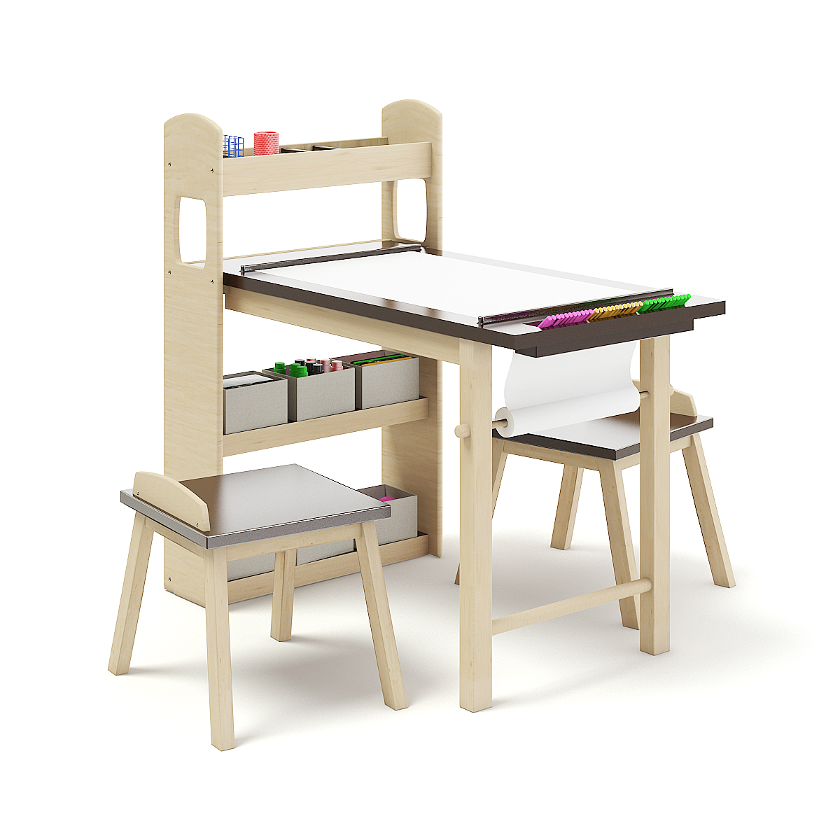 Kids Drawing Desk With Stools By Cgaxis 3docean