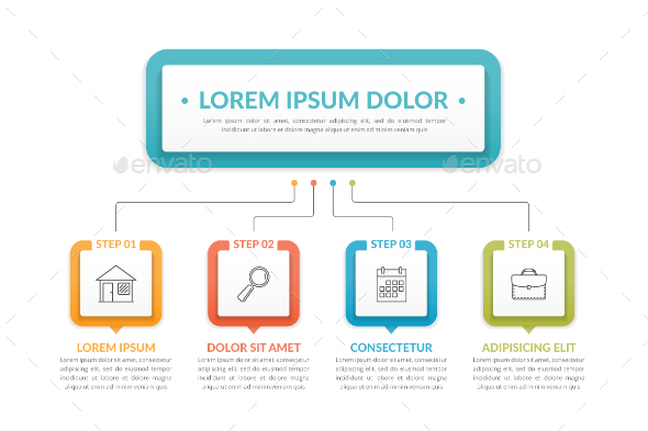 Infographic Template with Four Steps - Infographics