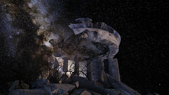 Milkyway Timelapse Ruined Monument alt