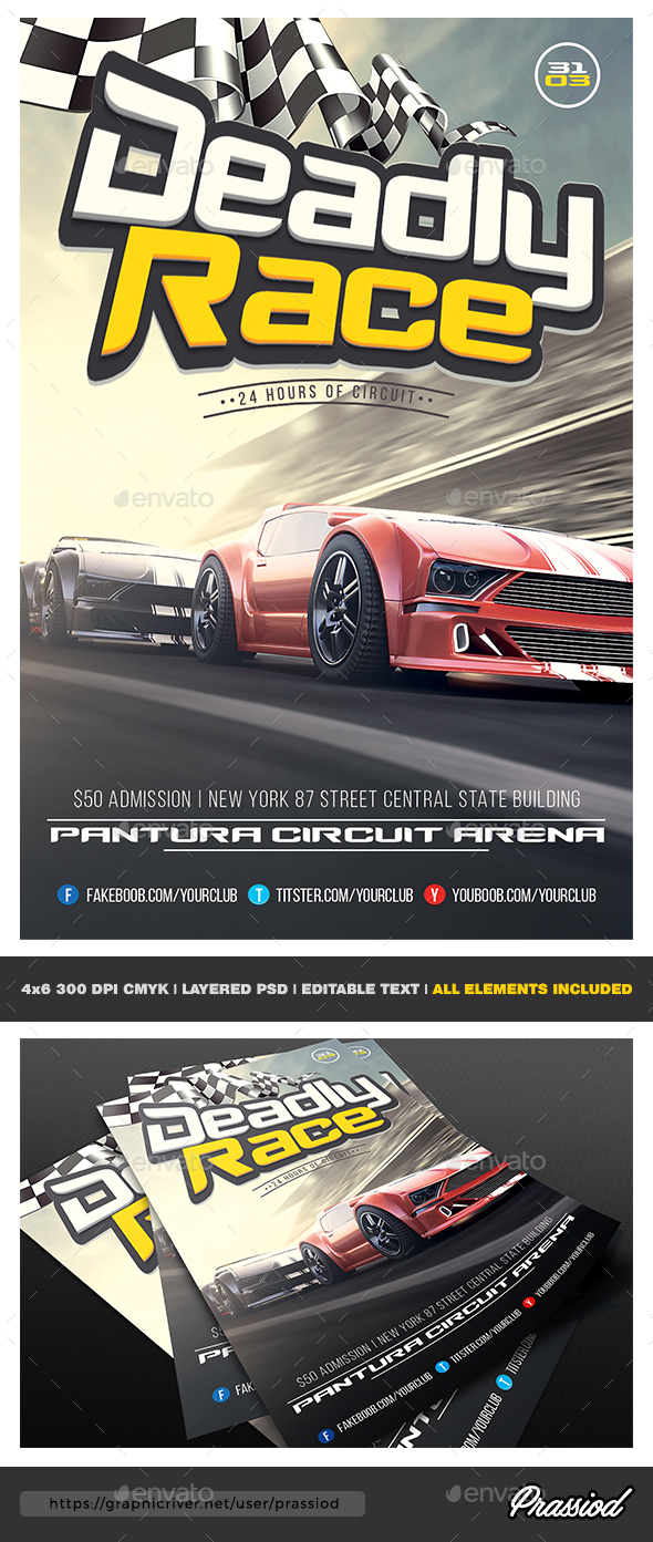 Deadly Race Flyer Template - Miscellaneous Events