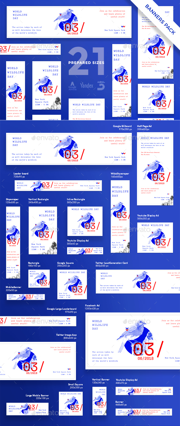 World Wildlife Day Banner Pack - Banners & Ads Web Elements