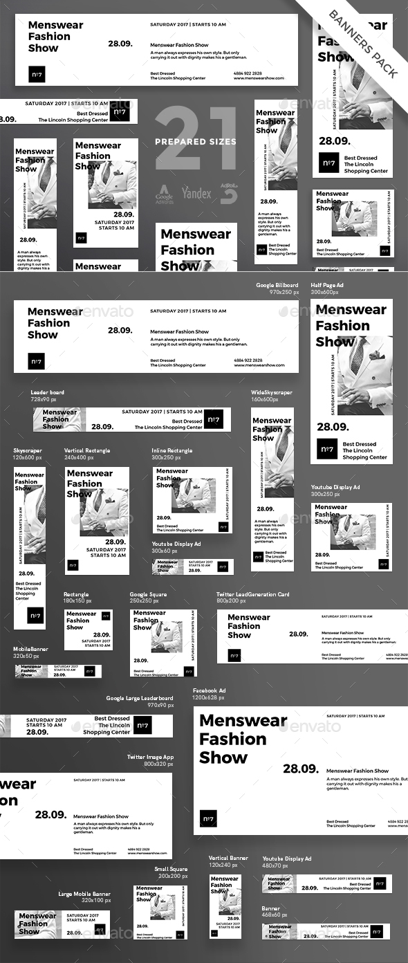 Menswear Show Banner Pack - Banners & Ads Web Elements