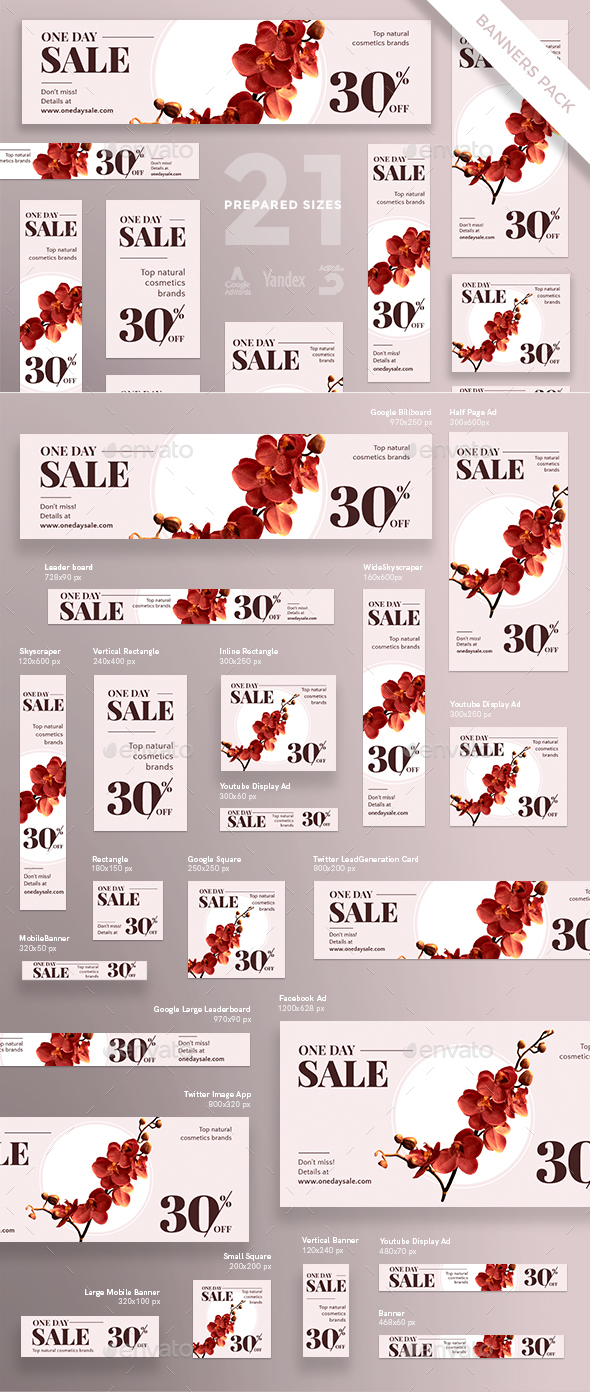 Natural Cosmetics Sales Banner Pack - Banners & Ads Web Elements