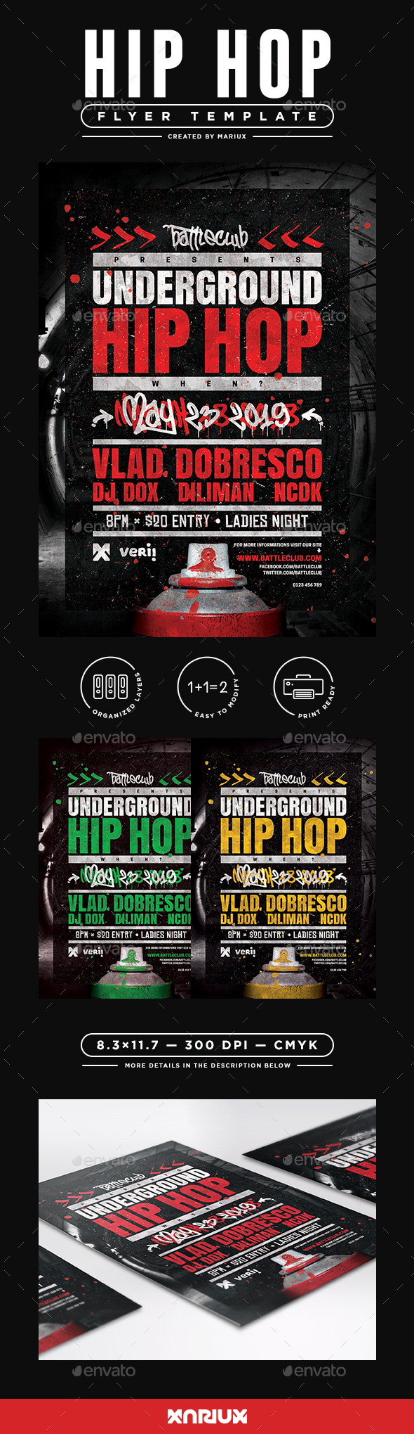 Underground Hip Hop Flyer/Poster - Clubs & Parties Events