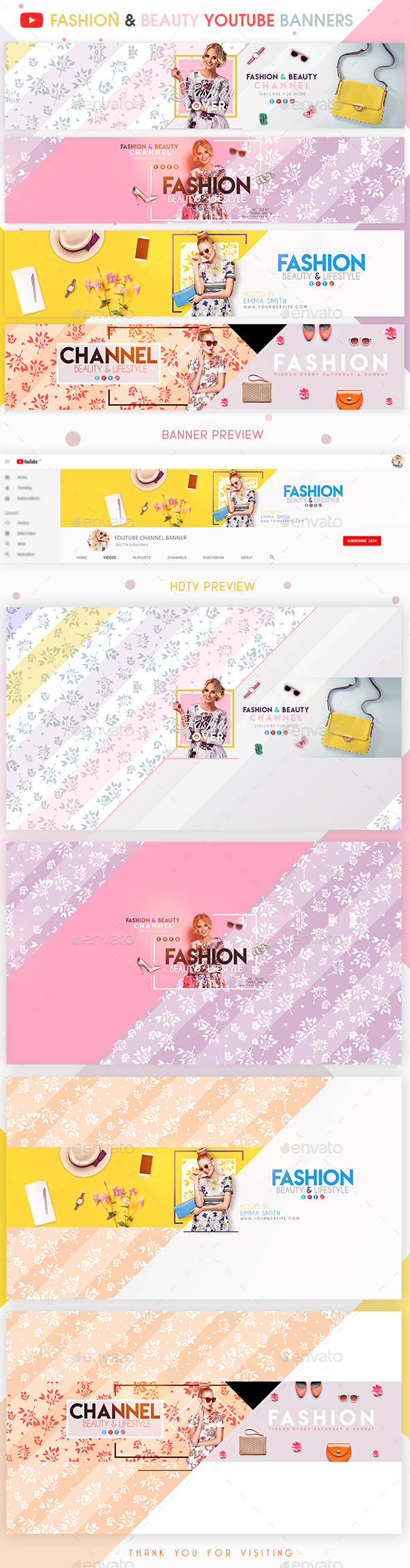 Fashion & Beauty YouTube Banners - YouTube Social Media