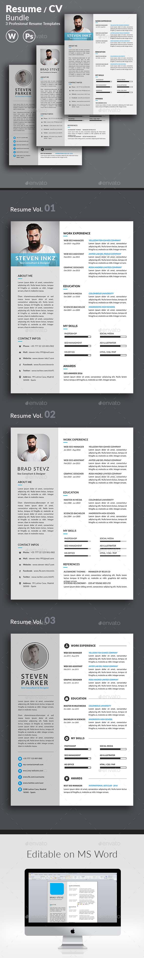 Resume Word Bundle - Resumes Stationery