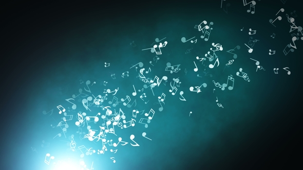 Floating Musical Notes on an Abstract Blue Background with Flares ...