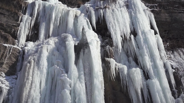 Frozen Beautiful Waterfall in Winter. Ukraine, Stock Footage | VideoHive