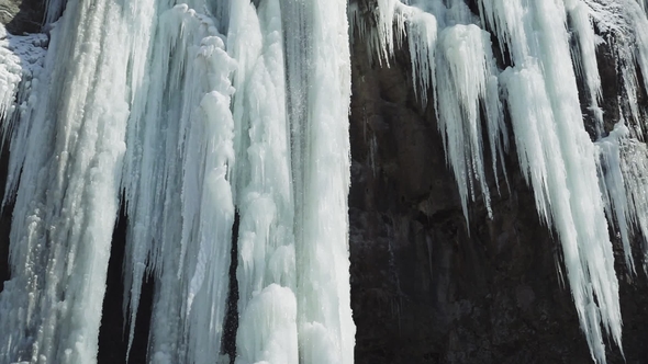 Frozen Beautiful Waterfall in Winter