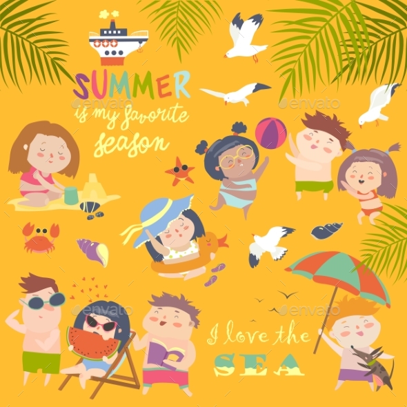 Summer Children Outdoor Activities - People Characters