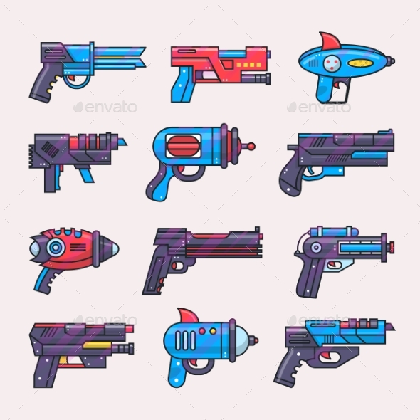 Cartoon Gun Vector - Technology Conceptual