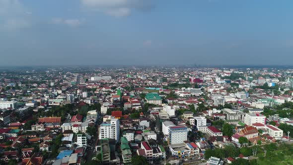 City of Vientiane in Laos seen from the sky alt