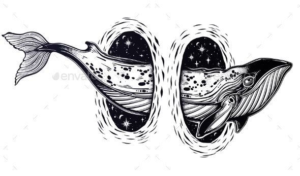 Surreal Whale and the Magic Teleport Wormhole. - Animals Characters