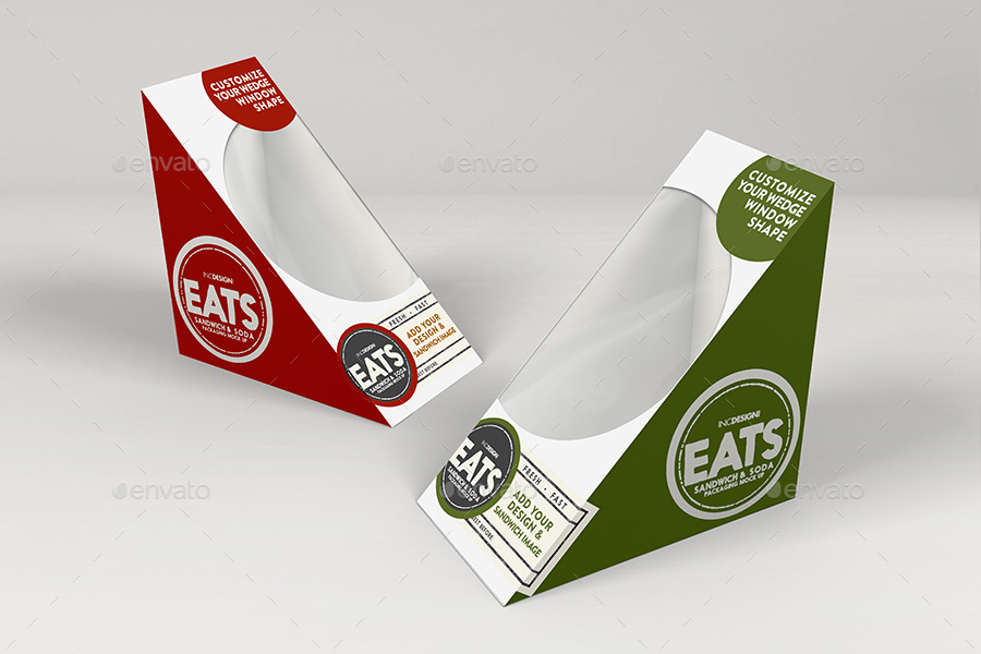 Packaging Mock Up Sandwich Wedge Box and Soda Paper Cup Set by ina717