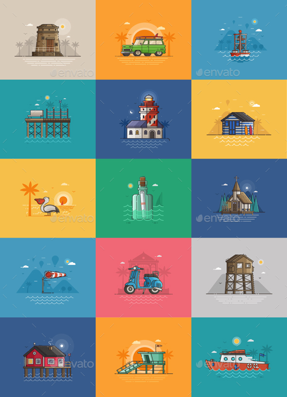 Summer Seaside Cards - Travel Conceptual