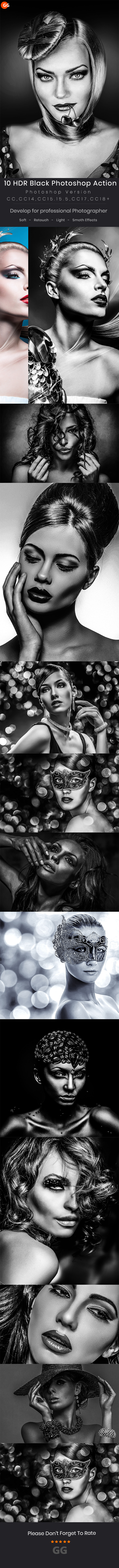 10 HDR B&W Photoshop Action - Photo Effects Actions