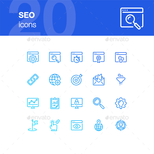 20 SEO Icons - Technology Icons