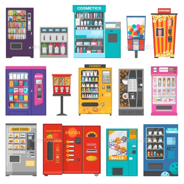 Vending Machine Vector Vend Food or Beverages - Man-made Objects Objects