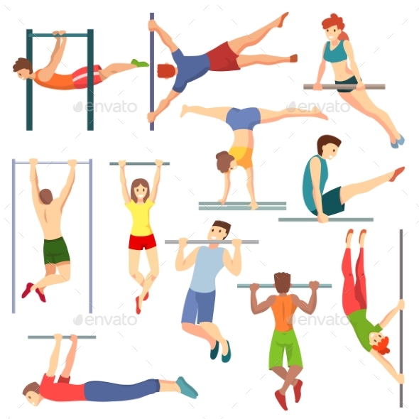 Athlete on Horizontal Bar Vector Illustration - Sports/Activity Conceptual