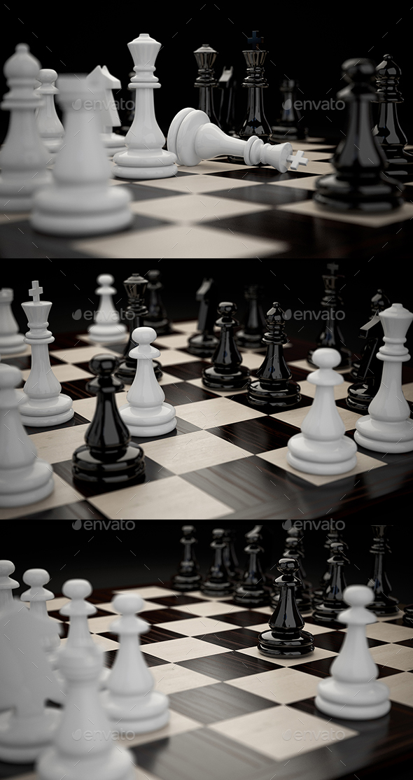 Chessboard with Figures Mini Set - 3D Backgrounds