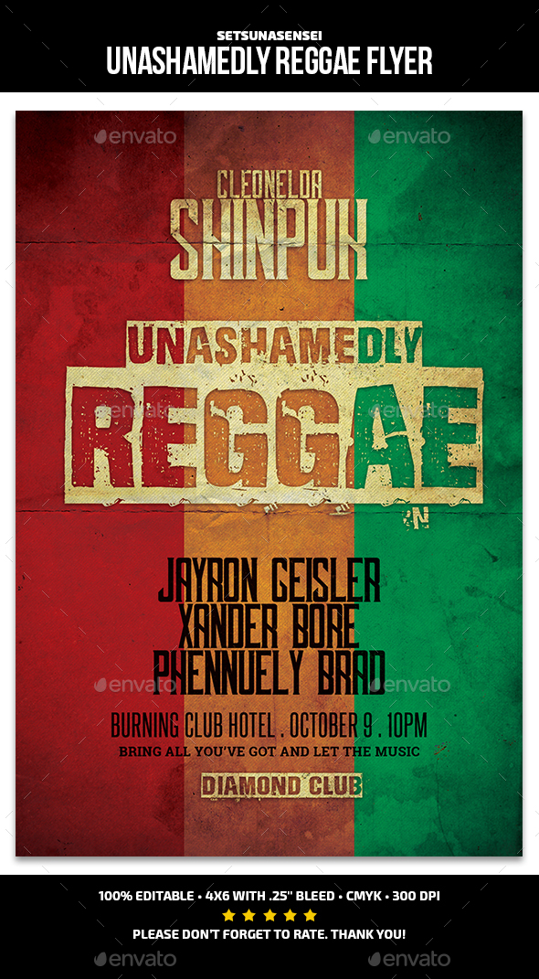 Unashamedly Reggae Flyer - Concerts Events