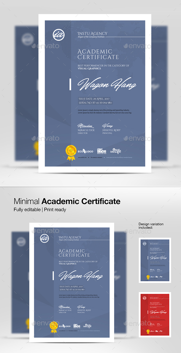 Minimal Academic Certificate - Certificates Stationery