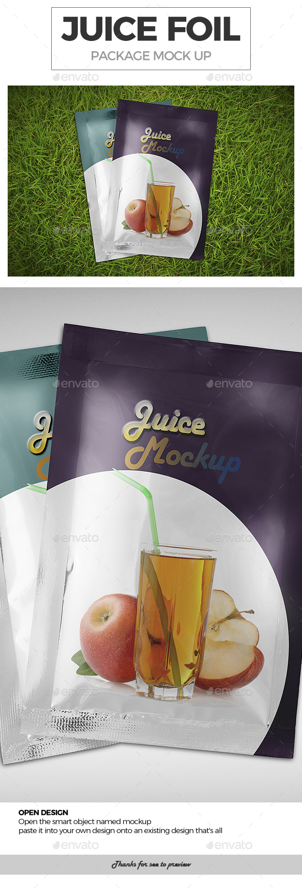 Juice Foil Package Mockup - Food and Drink Packaging
