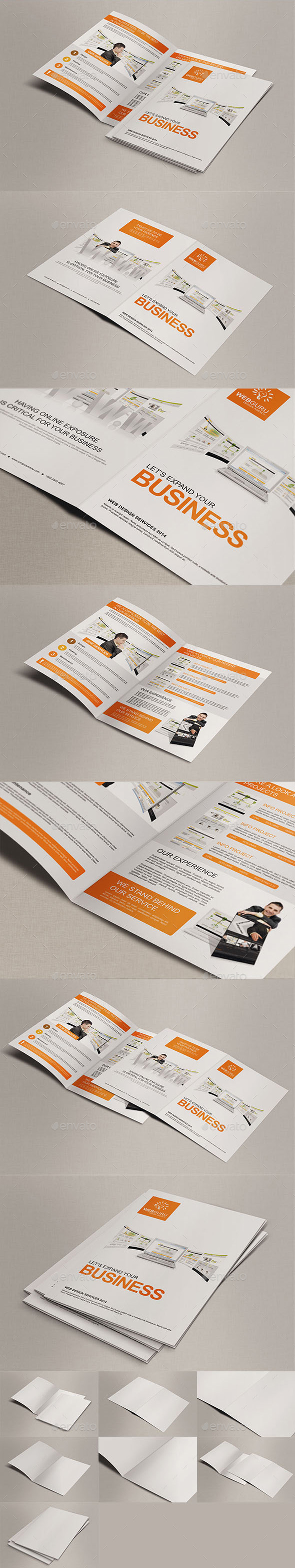 Realistic A4 Bi Fold Brochure Mock Ups - Brochures Print