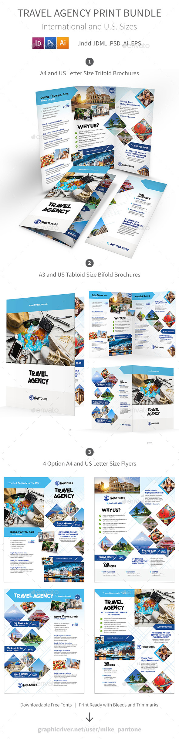 Travel Agency Print Bundle 3 - Informational Brochures