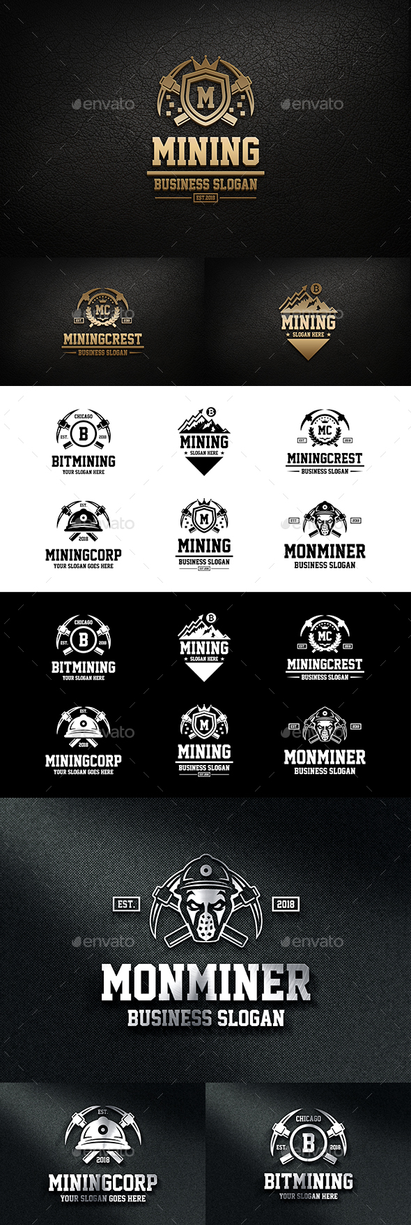 Mining Logo Badges - Badges & Stickers Web Elements