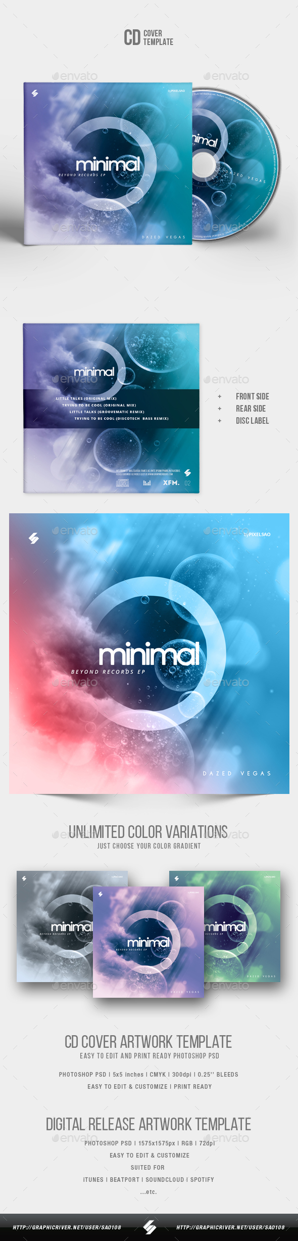 Minimal vol.2 - CD Cover Artwork Template - CD & DVD Artwork Print Templates