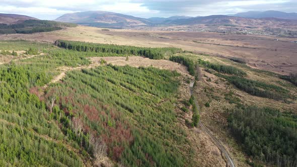 Flying Over Peatbog Next To the Town Glenties in County Donegal - Ireland alt