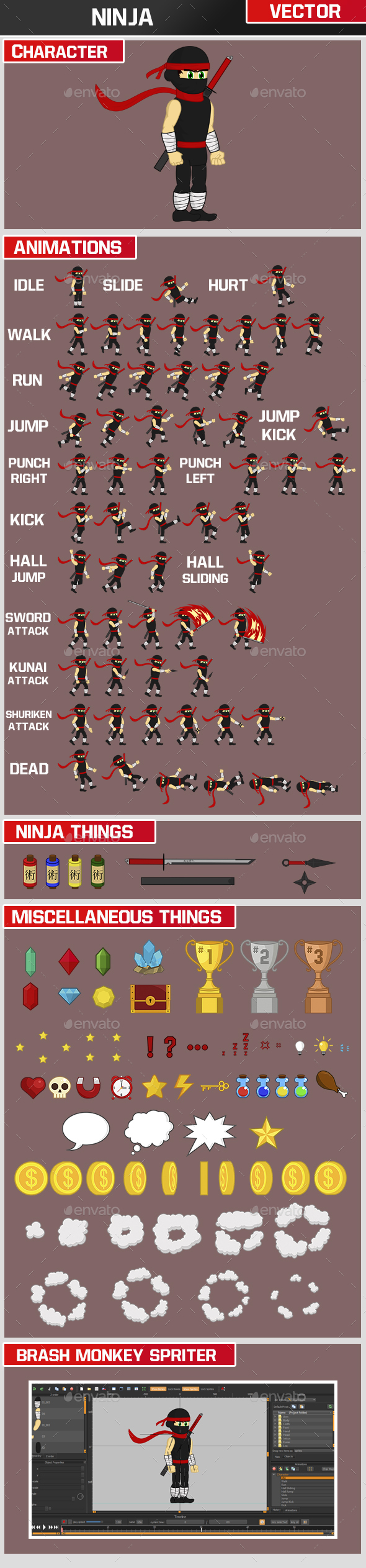Ninja Character - Sprites Game Assets