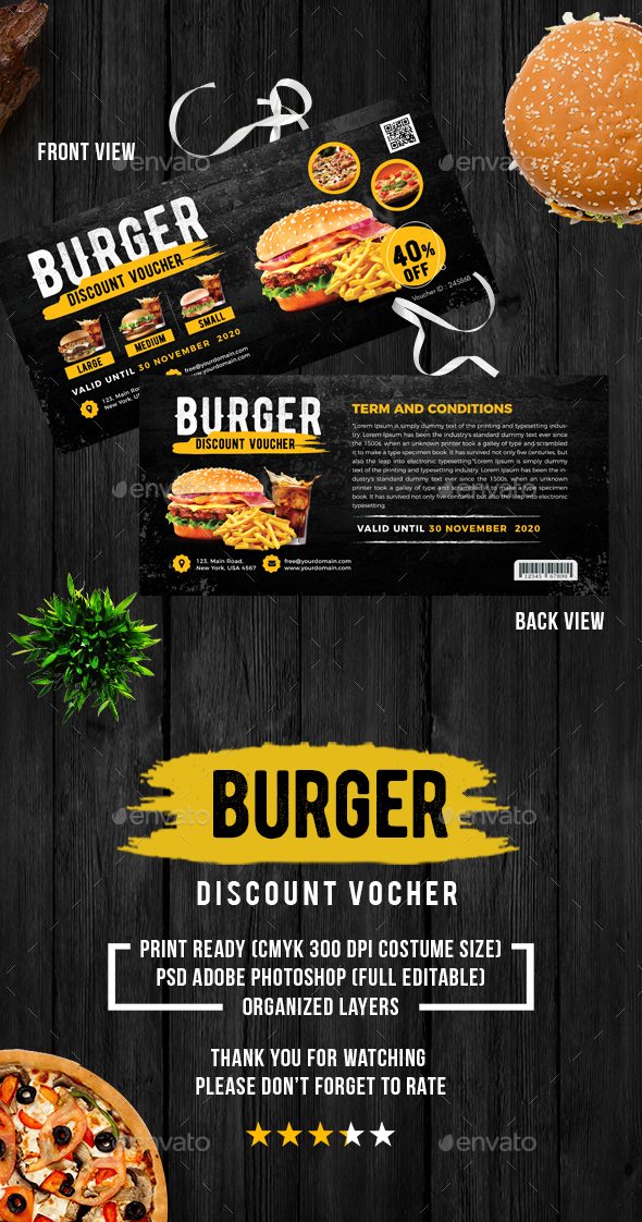 Food Discount Voucher - Cards & Invites Print Templates
