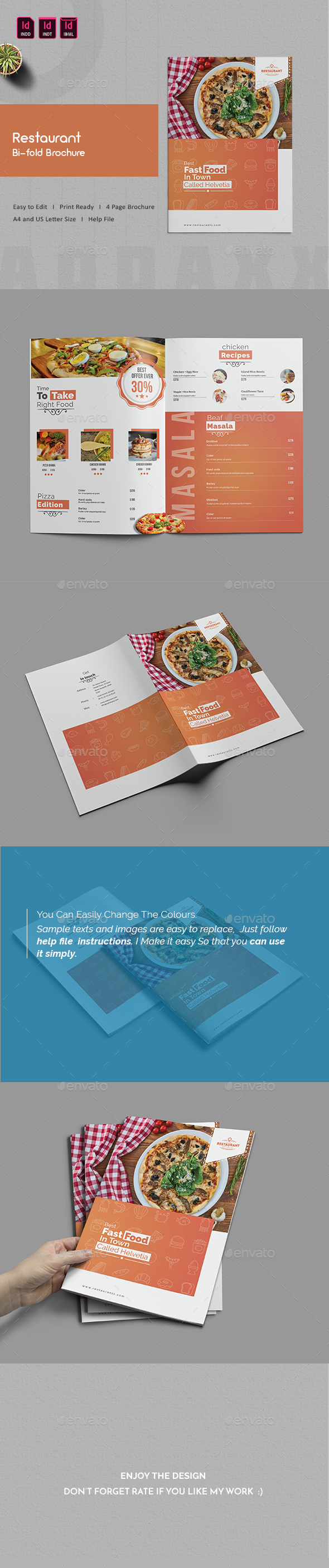 Restaurant Bi-fold Menu - Food Menus Print Templates