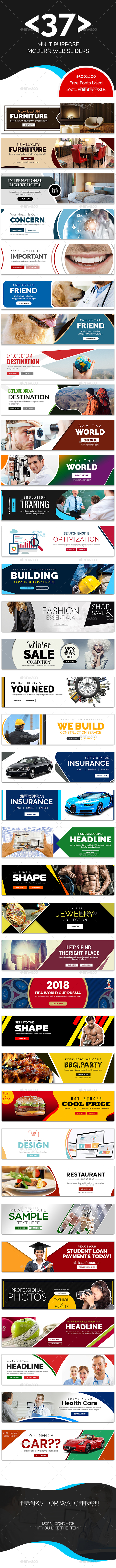 Multipurpose Web Sliders Pack - 37 Designs - Banners & Ads Web Elements